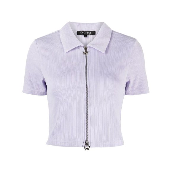 NWT tout à coup Short Sleeve Zip Up Blouse XS - Picture 1 of 5